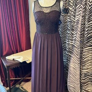 David's Bridal Purple Sequin Halter Gown